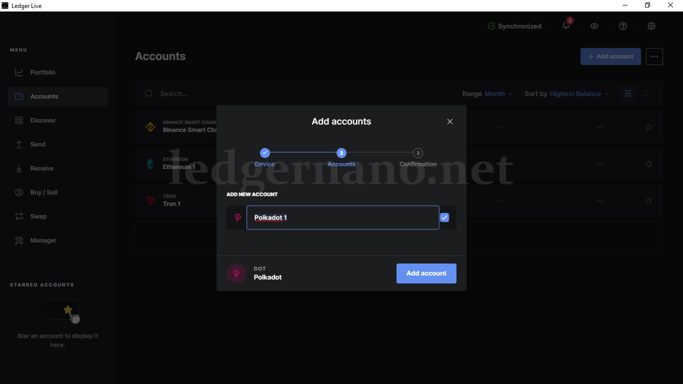 آموزش انتقال ارز پولکادات ( Polkadot ) به کیف پول لجر 5 dot5