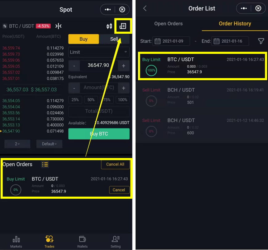نحوه خرید و فروش در بایننس در کیف پول سیف پل 3 trade2