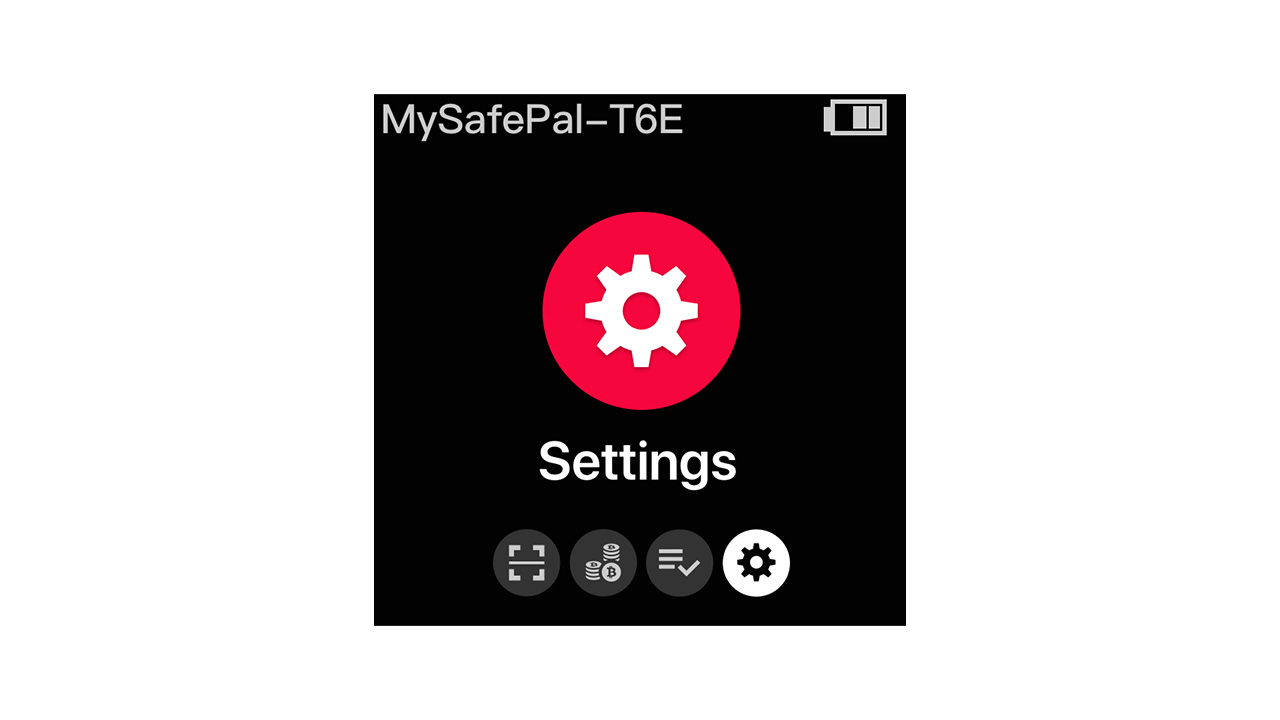 آموزش تایید و بررسی صحت کلمات بازیابی در کیف پول سیف پل SafePal S1 1 منوی تنظیمات در کیف پول سیف پل S1