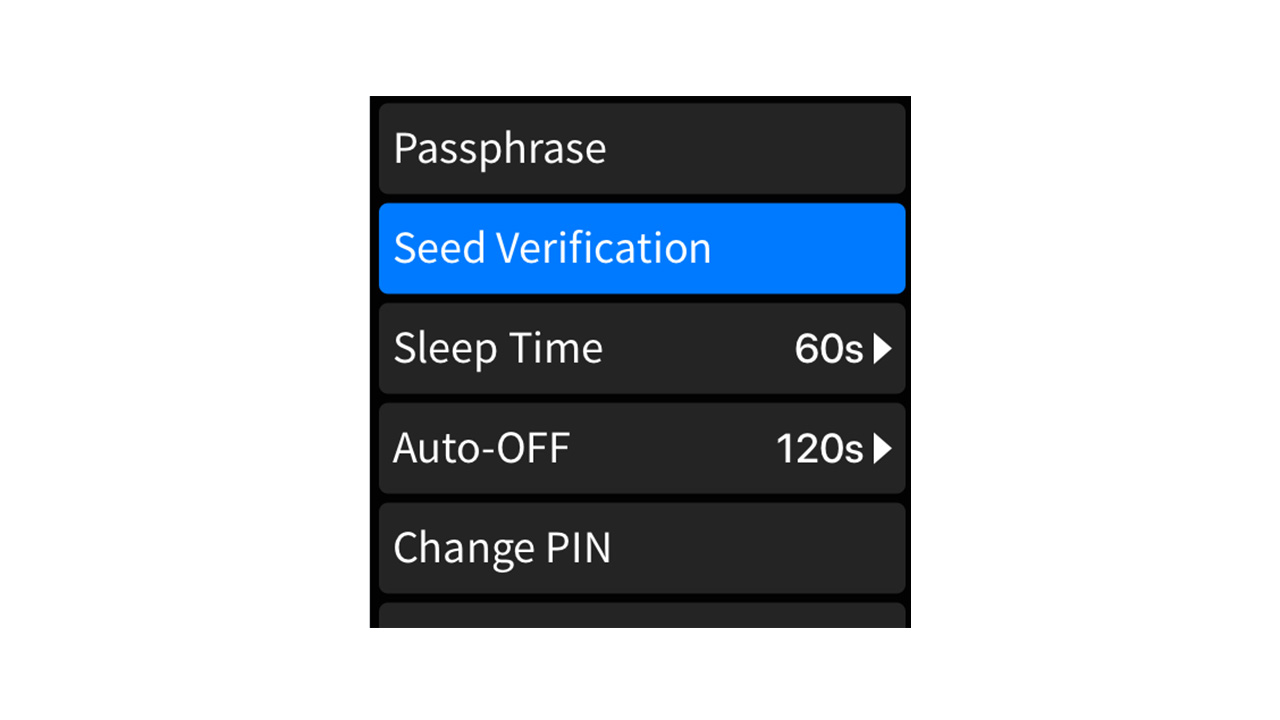 آموزش تایید و بررسی صحت کلمات بازیابی در کیف پول سیف پل SafePal S1 2 گزینه Seed Verification در تنظیمات