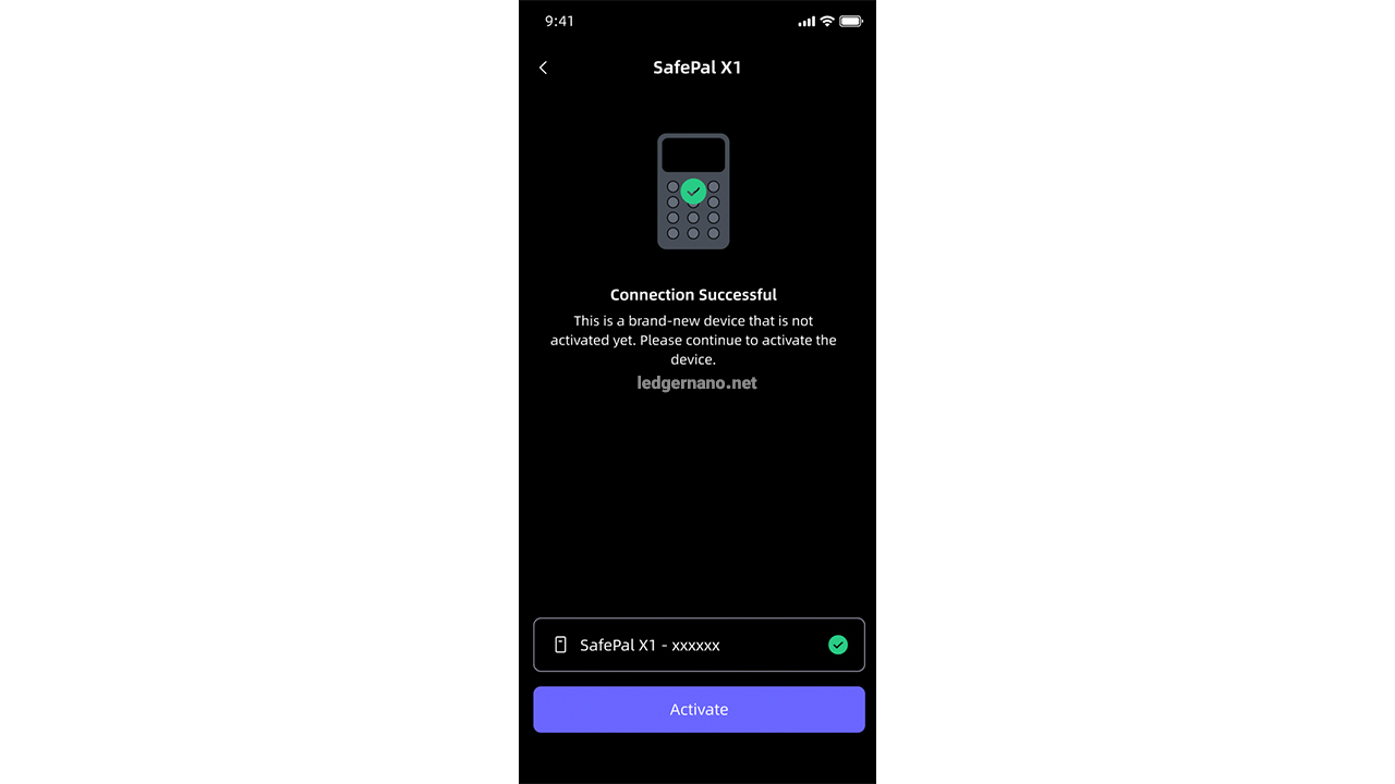 آموزش راه اندازی کیف پول سیف پال ایکس وان SafePal X1 7 دکمه فعالسازی کیف پول سختافزاری در اپلیکیشن