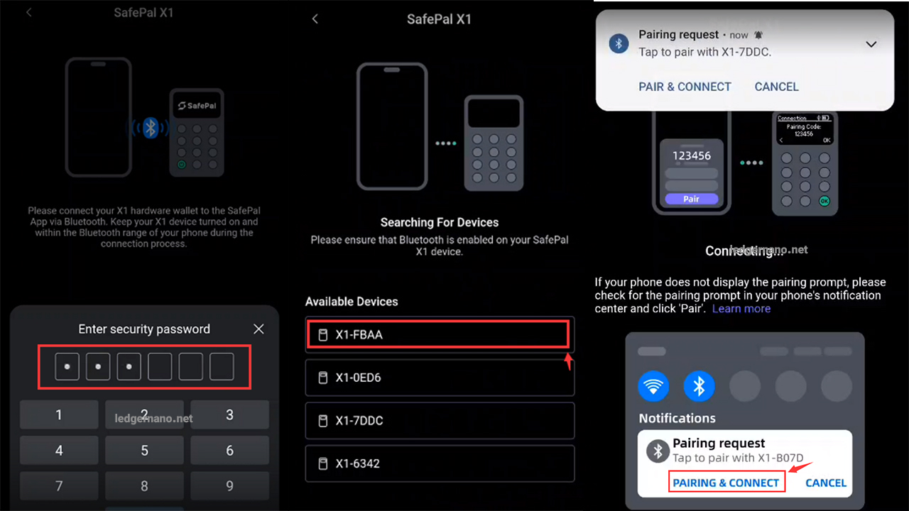آموزش راه اندازی کیف پول سیف پال ایکس وان SafePal X1 5 تایید درخواست جفتسازی بلوتوث بین گوشی و کیف پول X1